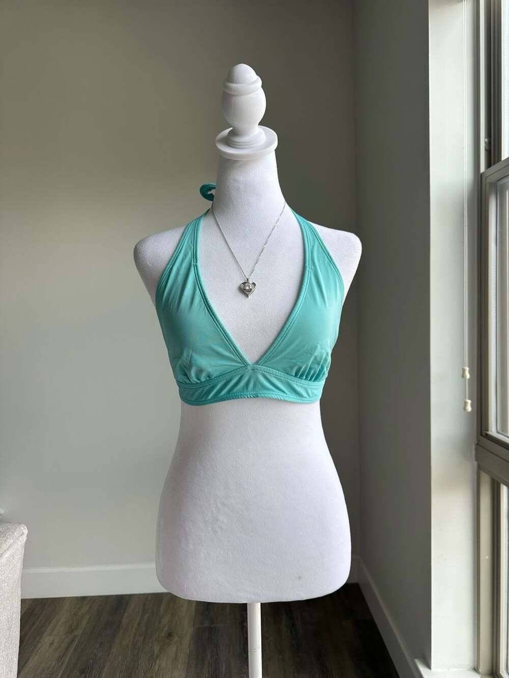 Old Navy Teal Green Halter Bikini Top Large Padded Triangle Swim